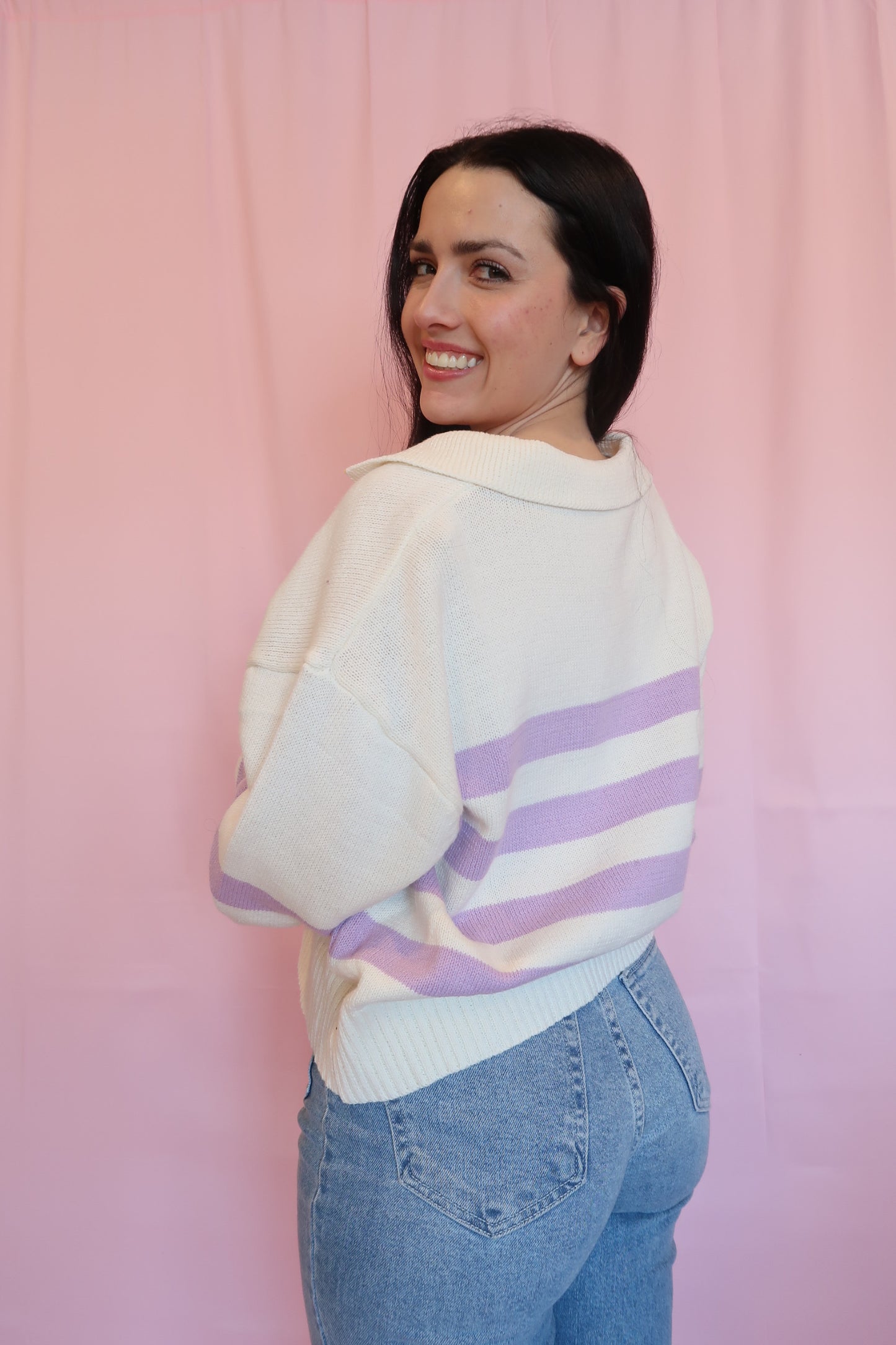 Slyvie Striped Collar Sweater