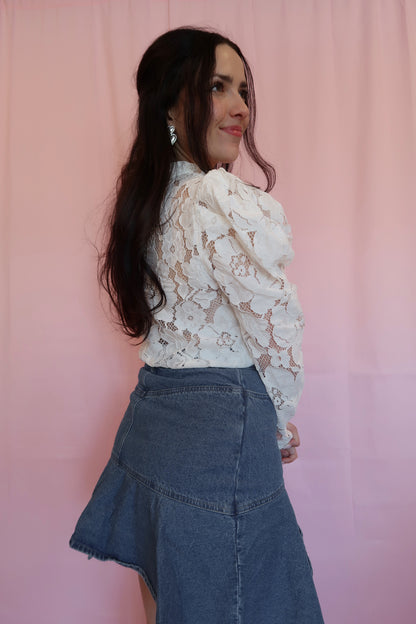 Daisy Mae White Lace Long Sleeve Top