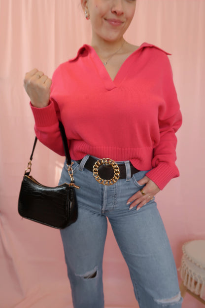 Roxy Pink V-Neck Sweater